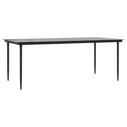 havebord 200x100x74 cm stål og hærdet glas sort