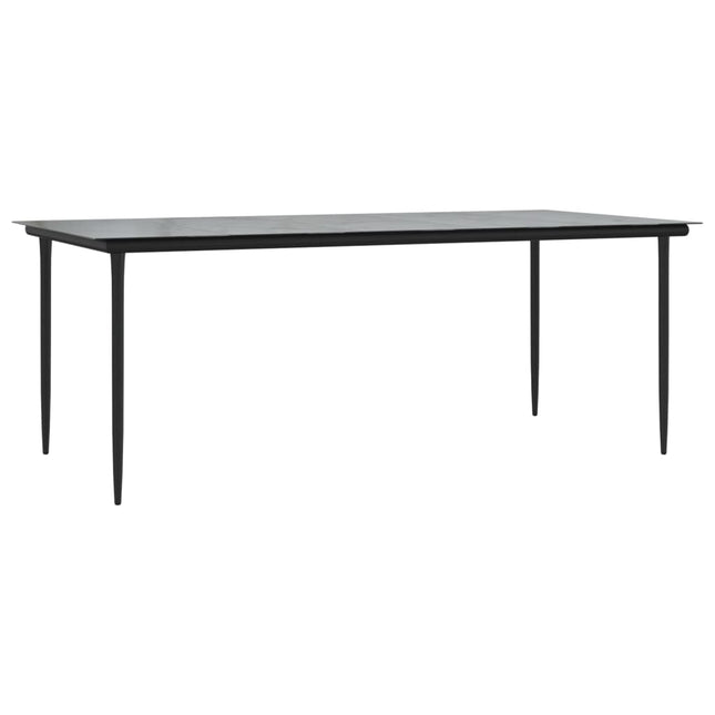 havebord 200x100x74 cm stål og hærdet glas sort