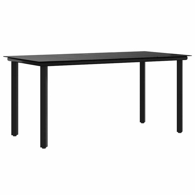 havebord 160x80x74 cm stål og hærdet glas sort