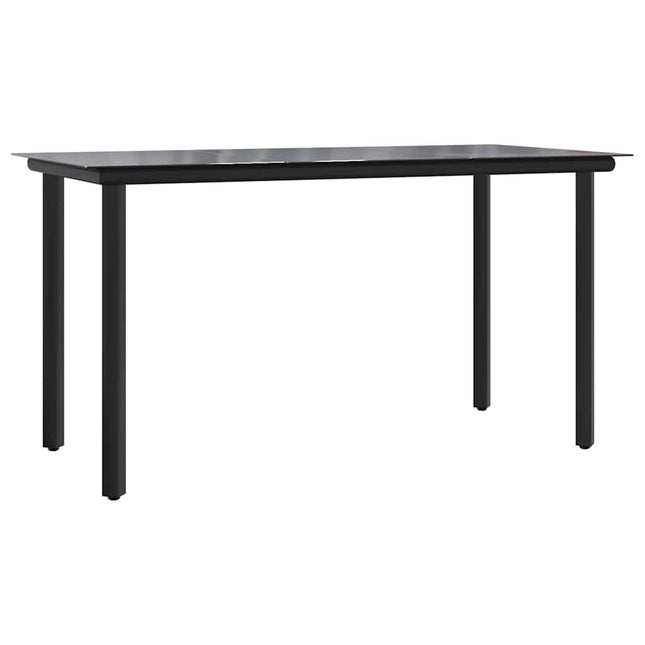havebord 200x100x74 cm stål og hærdet glas sort