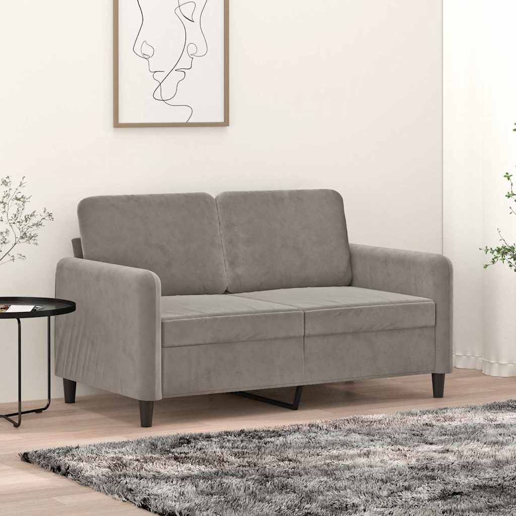 2-personers sofa 120 cm velour lysegrå