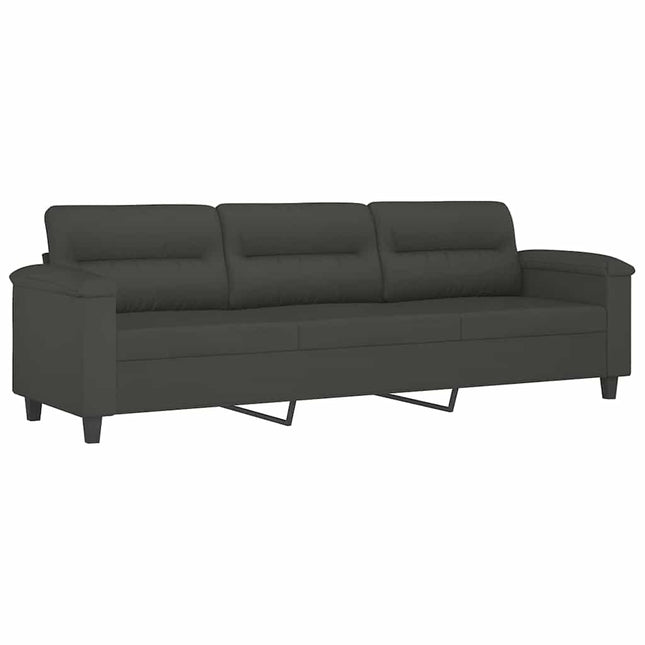 3-personers sofa 210 cm mikrofiberstof mørkegrå