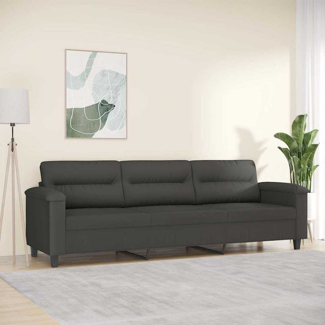 3-personers sofa 210 cm mikrofiberstof mørkegrå