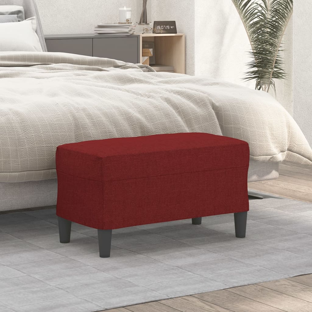 Polstret stofbænk 70 x 35 x 41 cm - vinrød