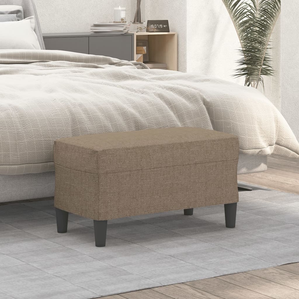 Polstret bænk i stof - 70×35×41 cm, gråbrun