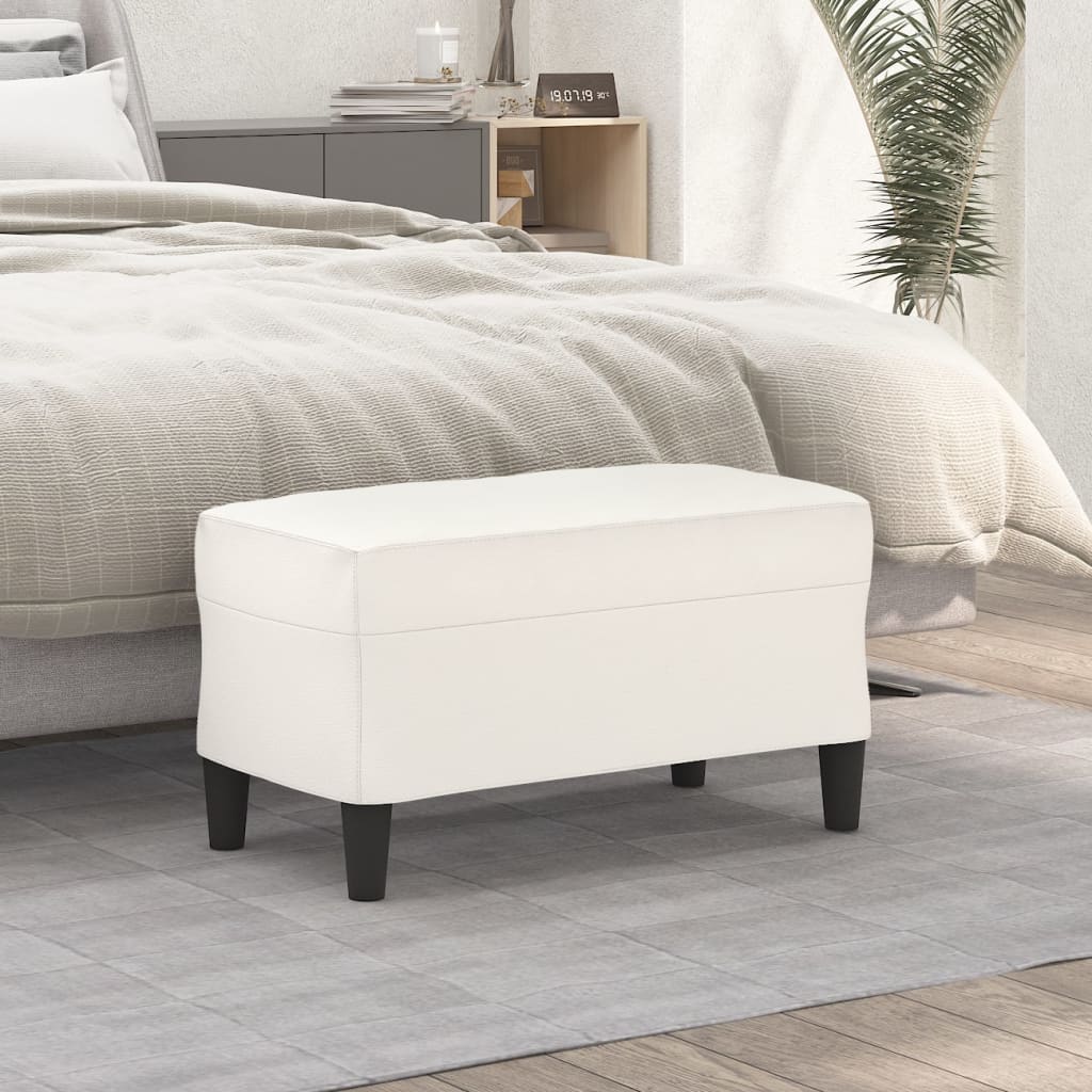 Bænk i kunstlæder - cremefarvet 70×35×41 cm
