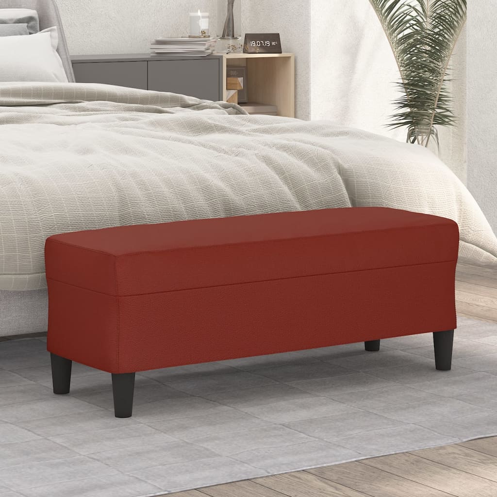 bænk 100x35x41 cm kunstlæder vinrød billede