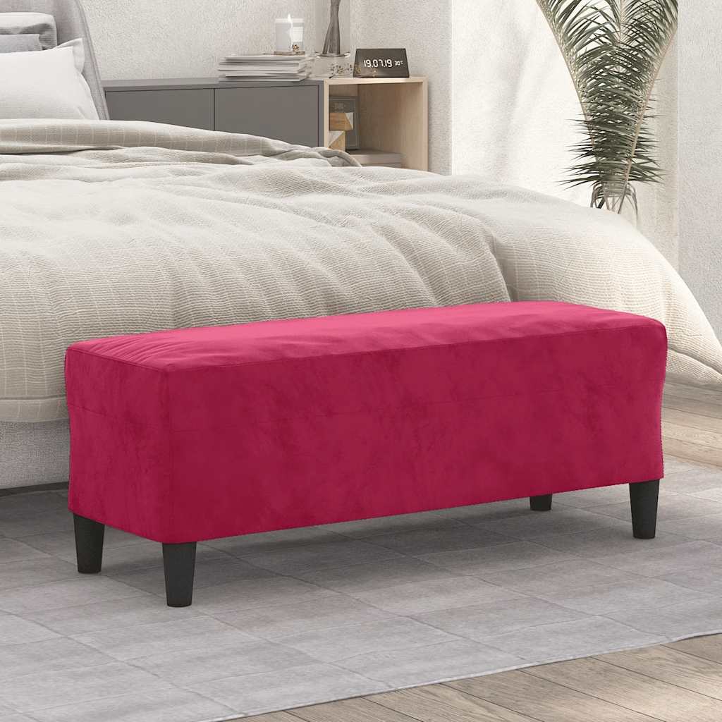 bænk 100x35x41 cm velour vinrød