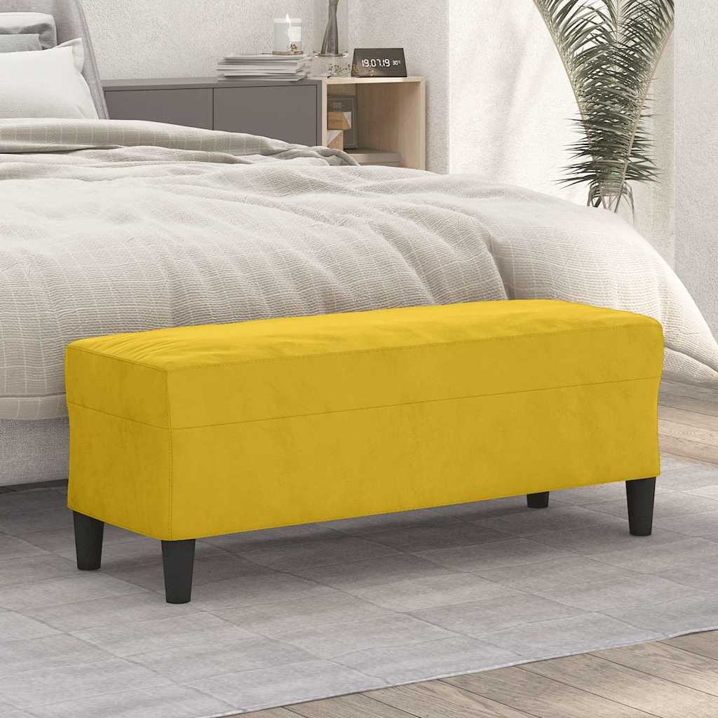 bænk 100x35x41 cm velour gul billede
