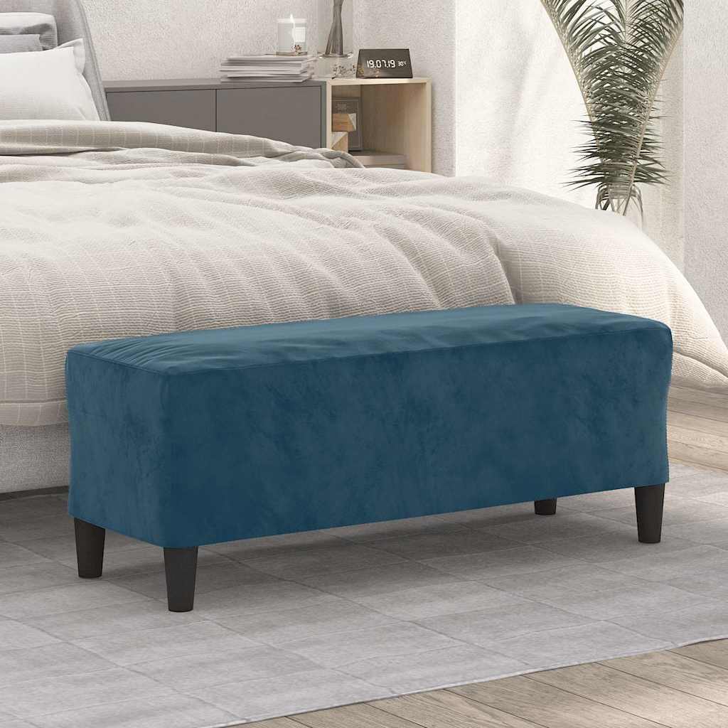 bænk 100x35x41 cm velour blå billede