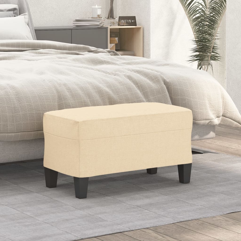 bænk 70x35x41 cm stof cremefarvet billede