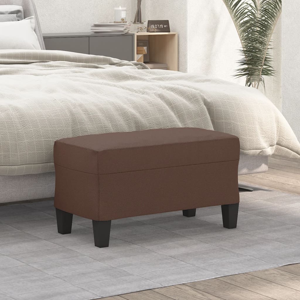 bænk 70x35x41 cm kunstlæder brun billede