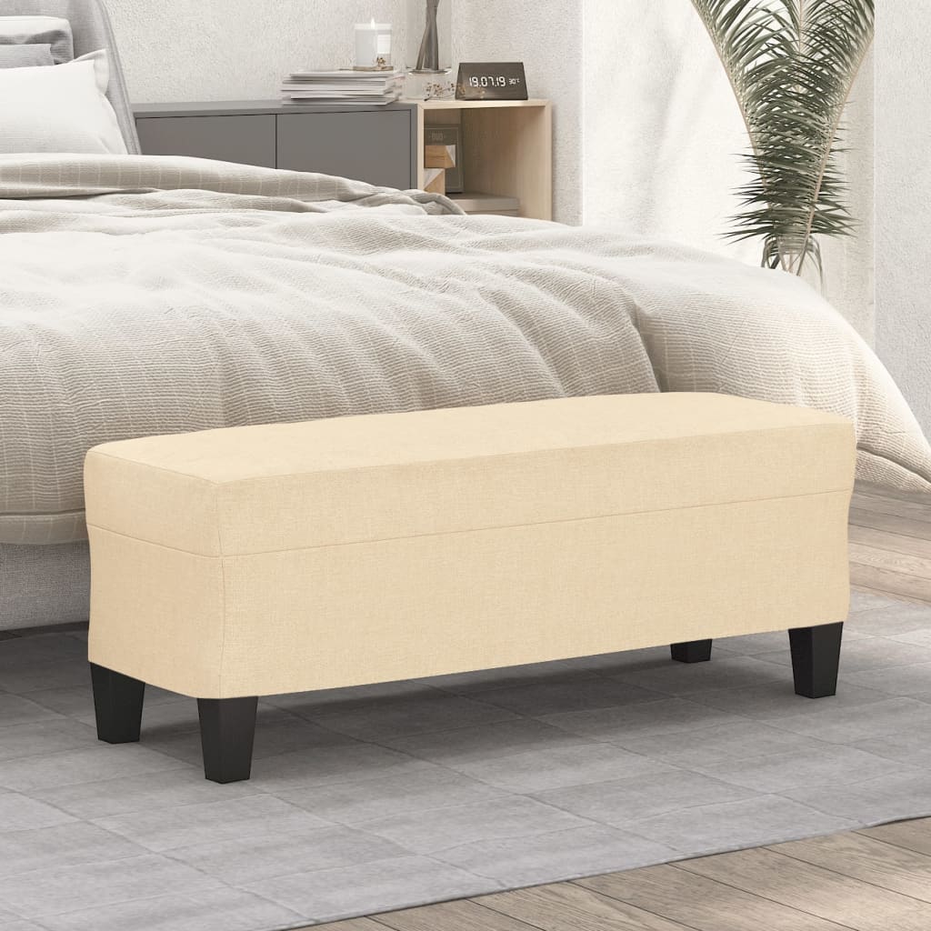 bænk 100x35x41 cm stof cremefarvet billede