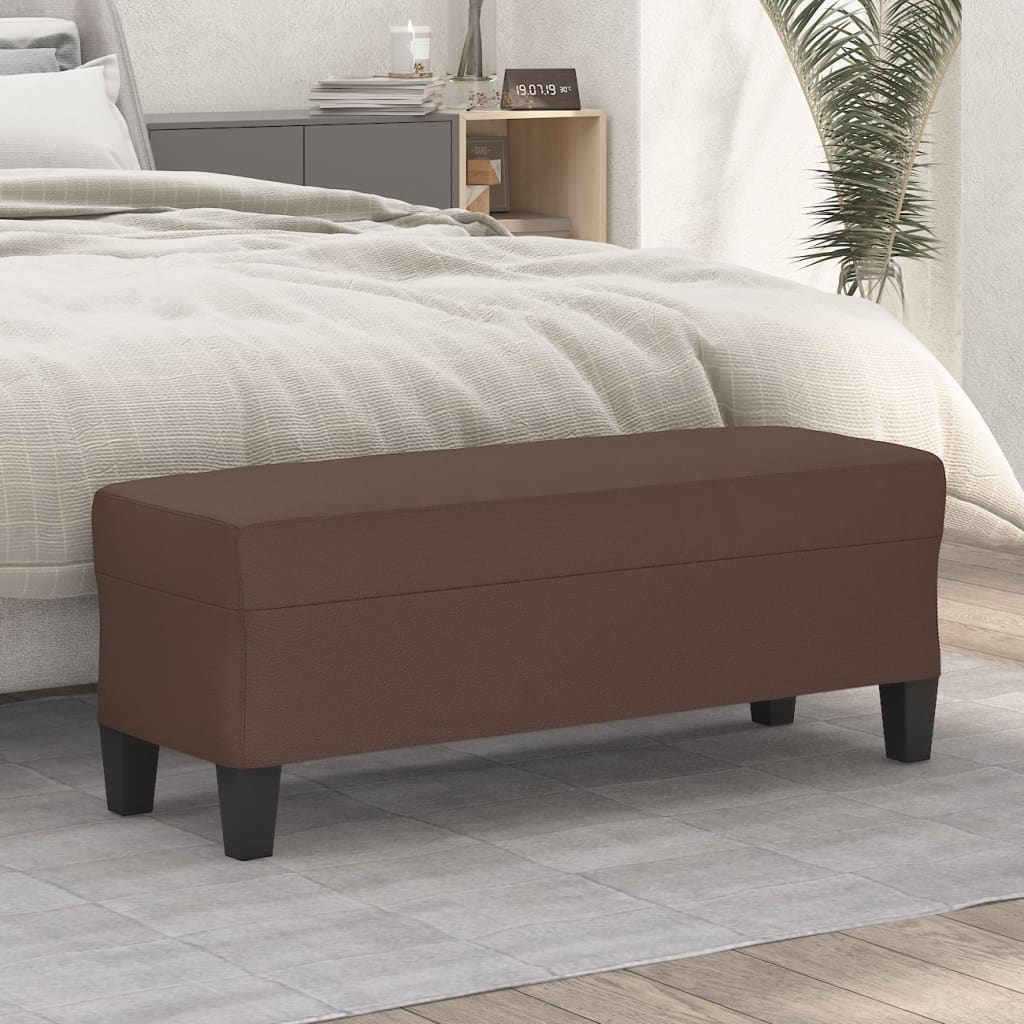bænk 100x35x41 cm kunstlæder brun billede