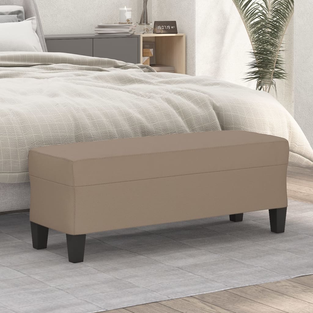 bænk 100x35x41 cm kunstlæder cappuccino farvet billede