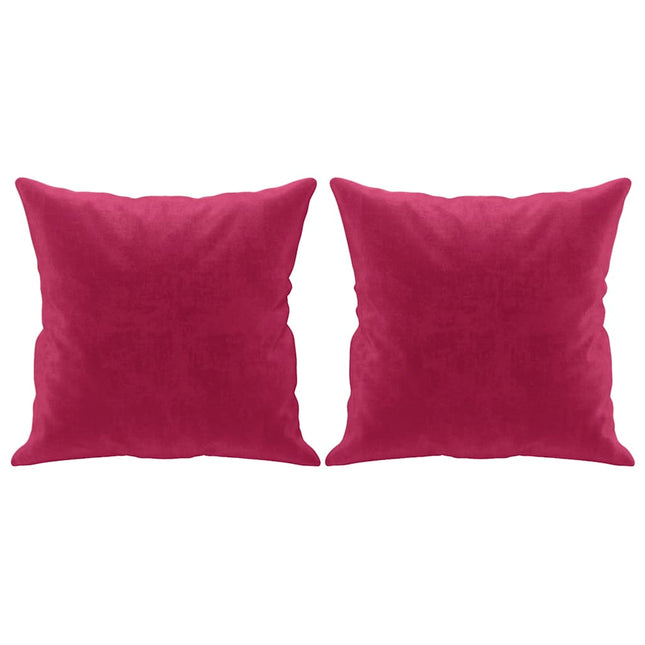 pyntepuder 2 stk. 40x40 cm velour vinrød