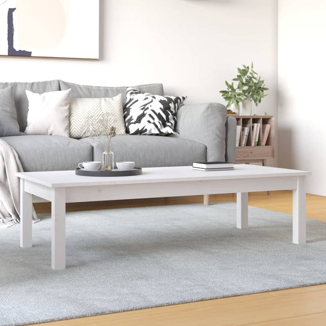 sofabord 110x50x30 cm massivt fyrretræ hvid