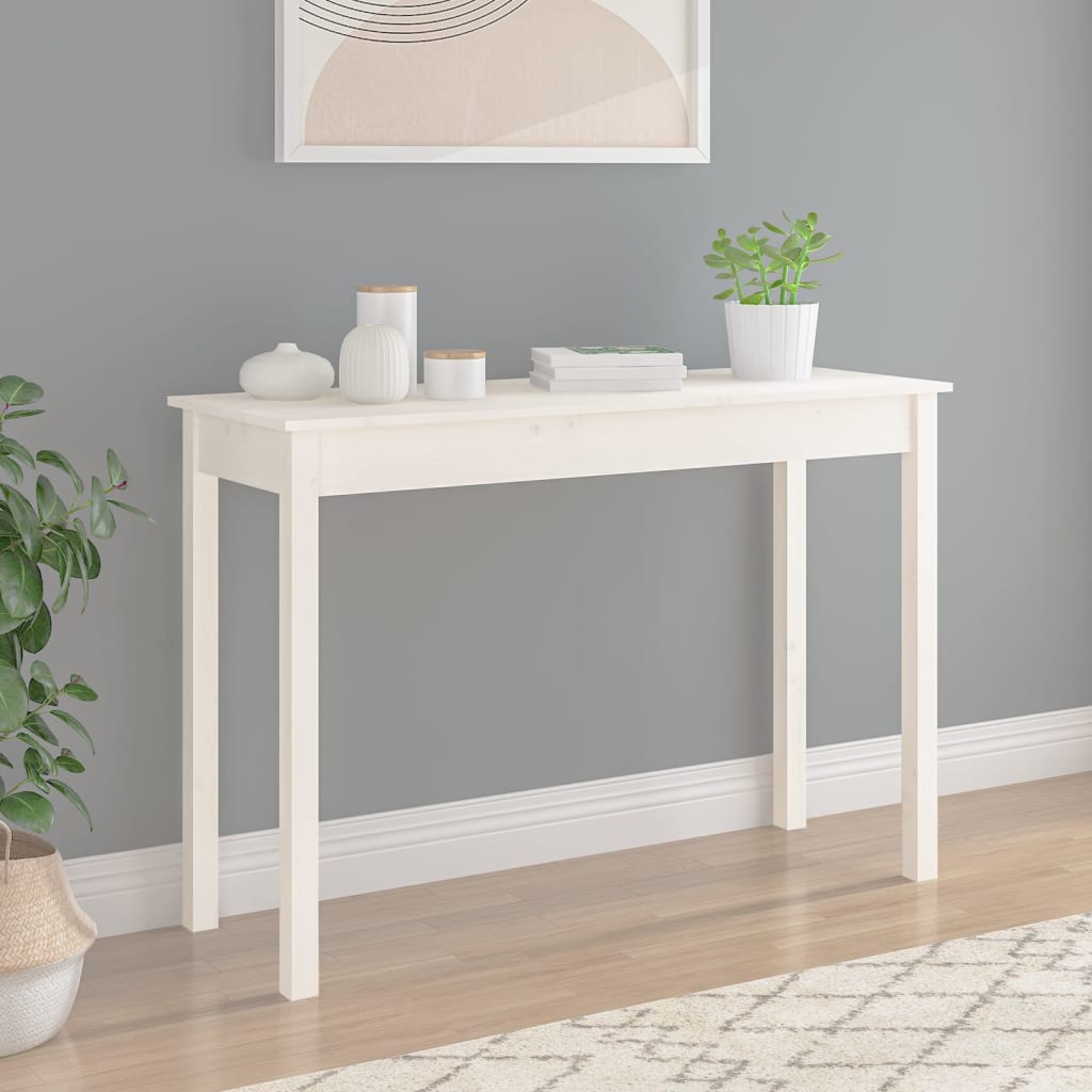 konsolbord 110x40x75 cm massivt fyrretræ hvid