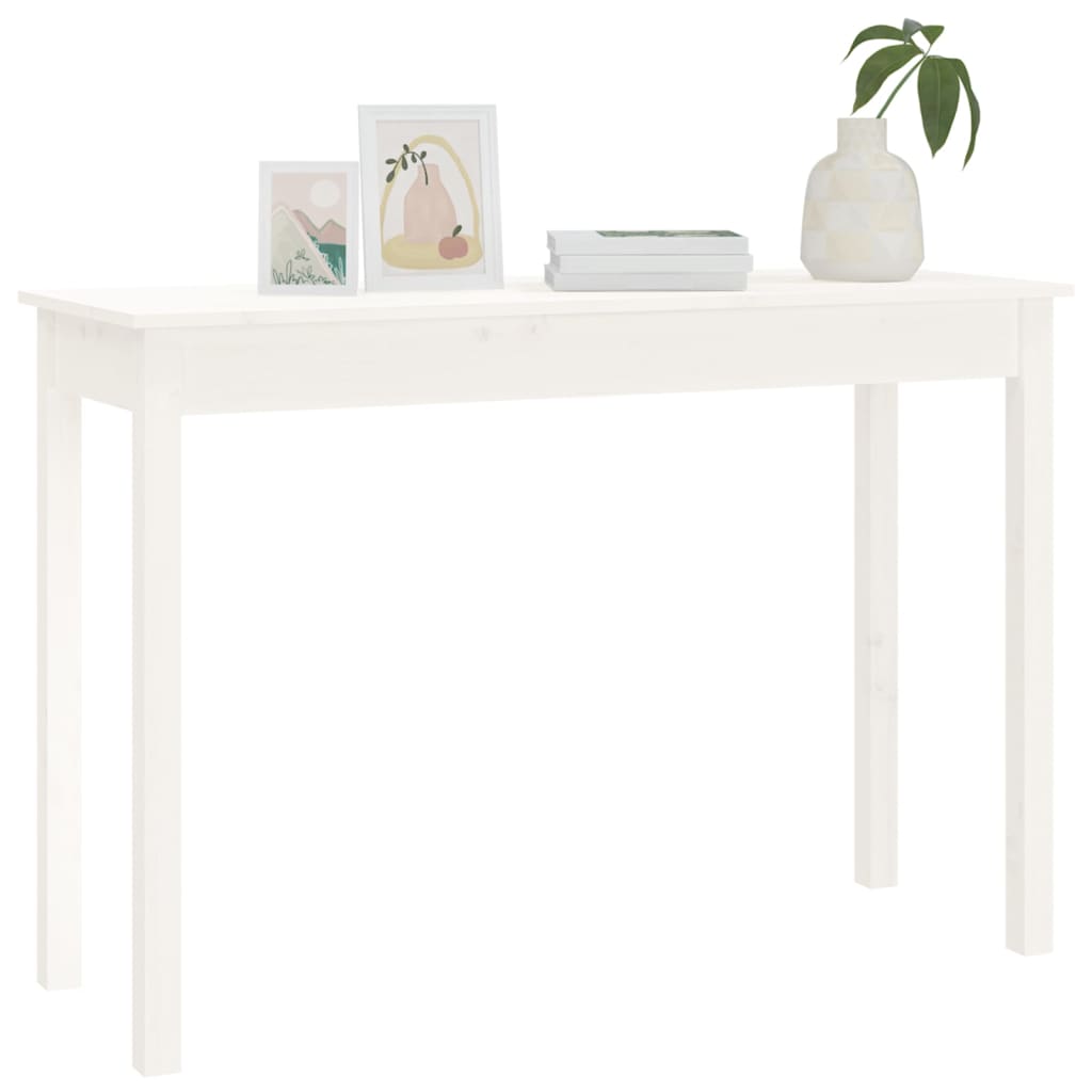konsolbord 110x40x75 cm massivt fyrretræ hvid