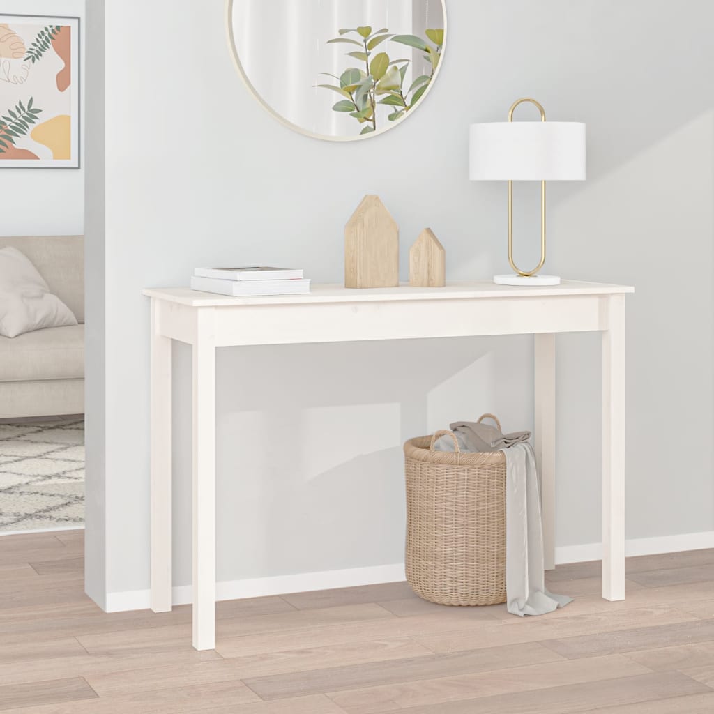konsolbord 110x40x75 cm massivt fyrretræ hvid