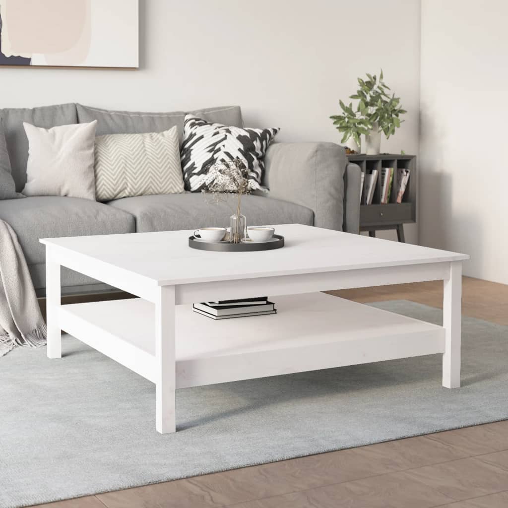 sofabord hvid 100x100x40 cm massivt træ fyrretræ