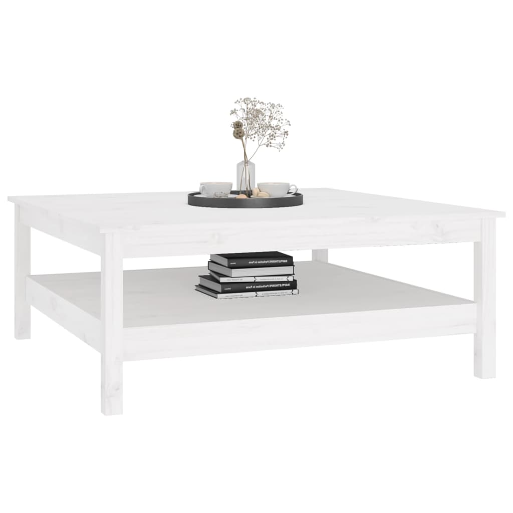 sofabord hvid 100x100x40 cm massivt træ fyrretræ