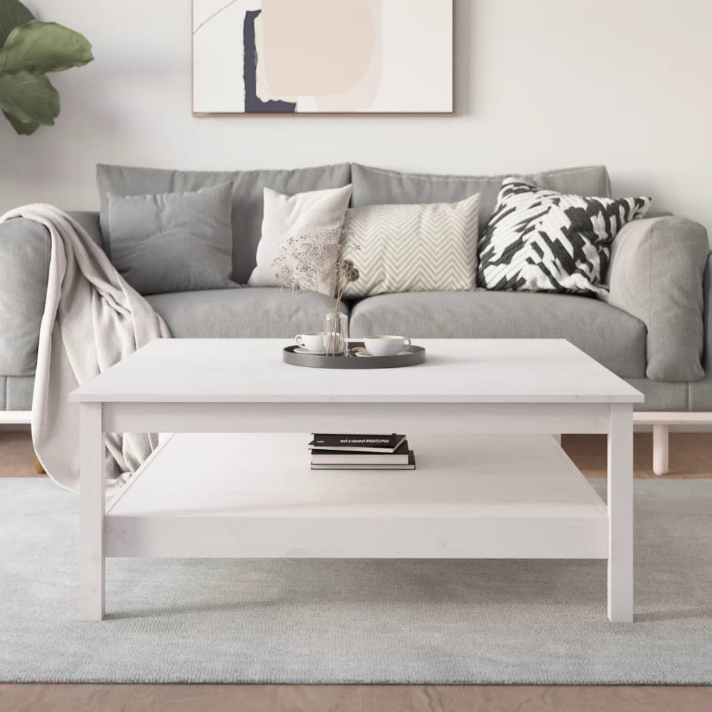 sofabord hvid 100x100x40 cm massivt træ fyrretræ
