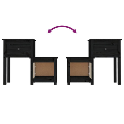 sengebord 79,5x38x65,5 cm massivt fyrretræ sort