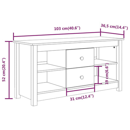 tv-bord 103x36,5x52 cm massivt fyrretræ gyldenbrun