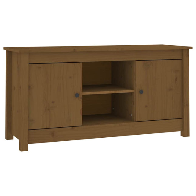 tv-bord 103x36,5x52 cm massivt fyrretræ gyldenbrun