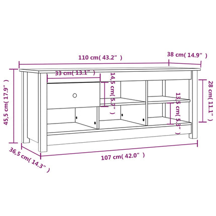 skoreol 110x38x45,5 cm massivt fyrretræ hvid
