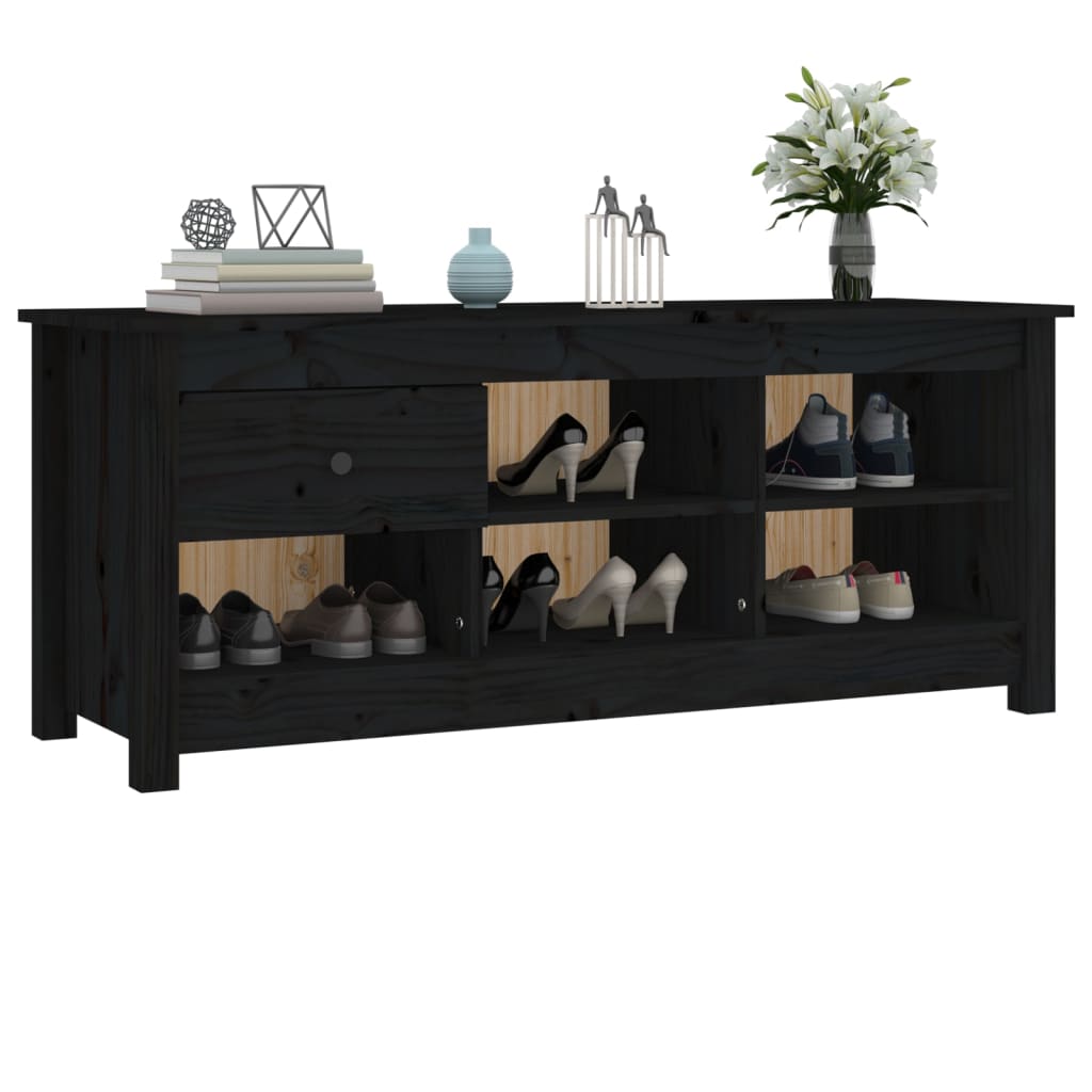 skoreol 110x38x45,5 cm massivt fyrretræ sort