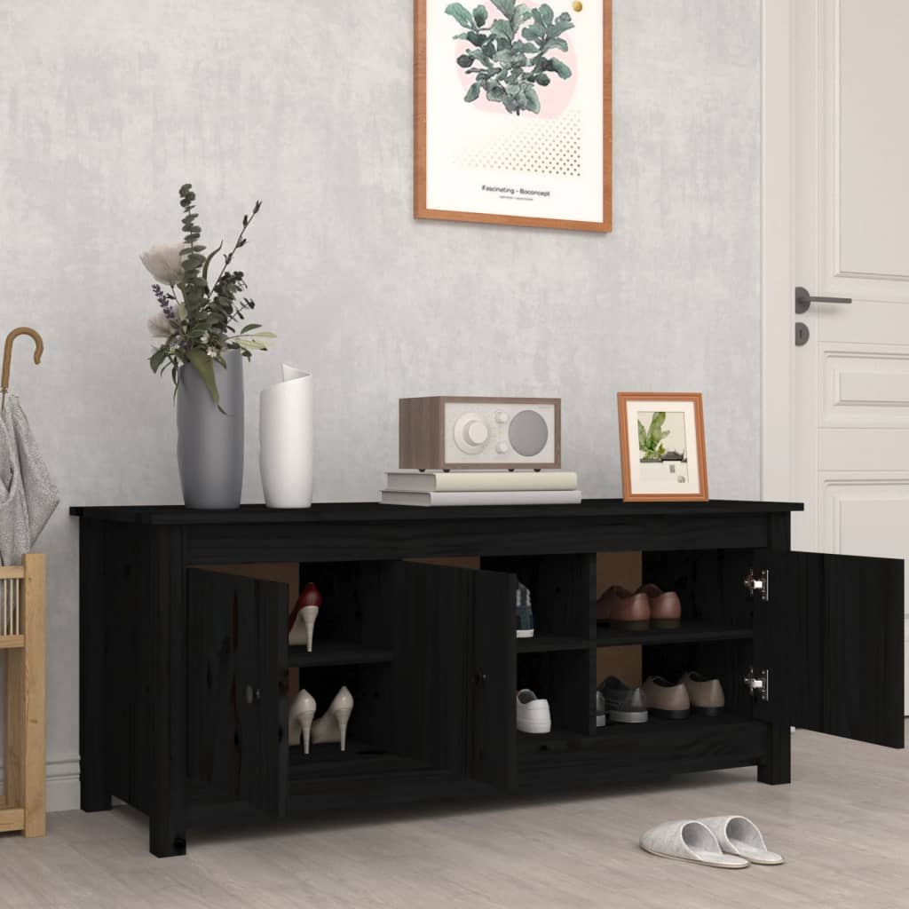 skoreol 110x38x45,5 cm massivt fyrretræ sort