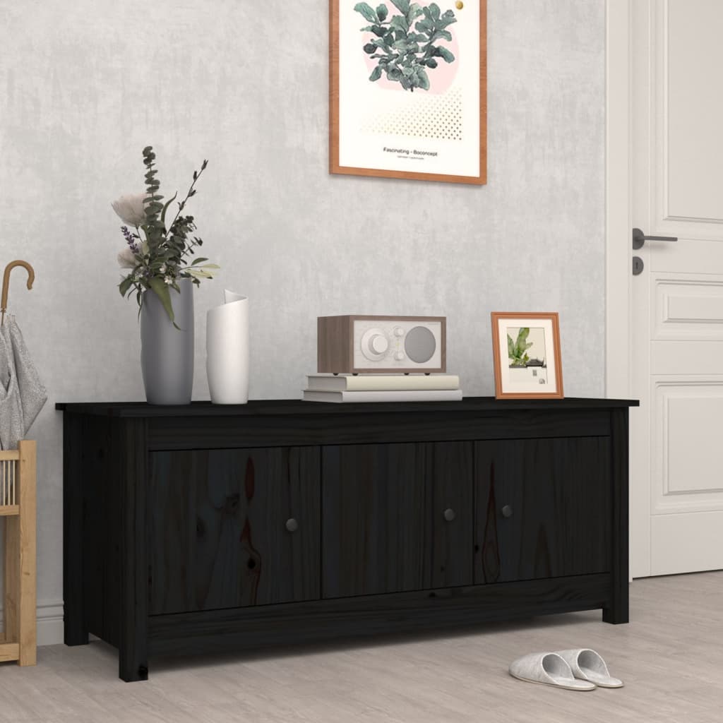 skoreol 110x38x45,5 cm massivt fyrretræ sort