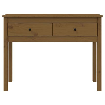 konsolbord 100x35x75 cm massivt fyrretræ gyldenbrun