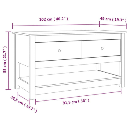 sofabord 102x49x55 cm massivt fyrretræ