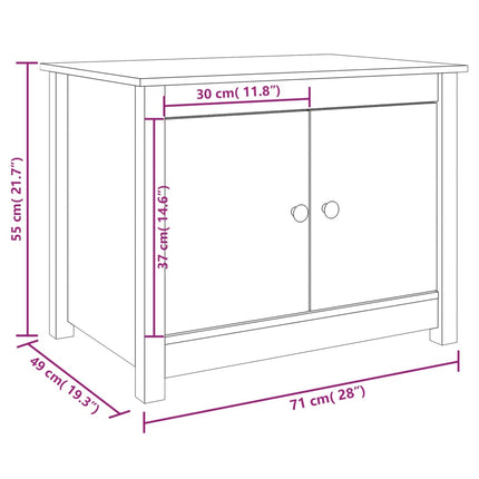 sofabord 71x49x55 cm massivt fyrretræ gyldenbrun