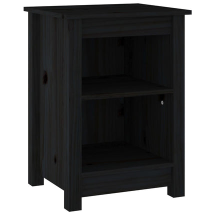 sengebord 40x35x55 cm massivt fyrretræ sort