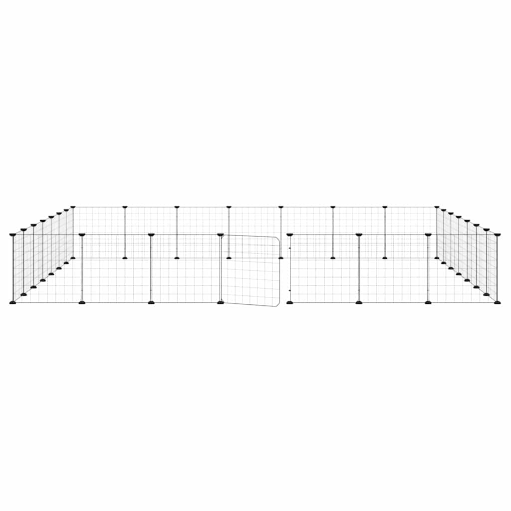 28-panels kæledyrsindhegning med låge 35x35 cm stål sort