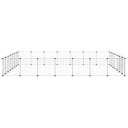 28-panels kæledyrsindhegning med låge 35x35 cm stål sort