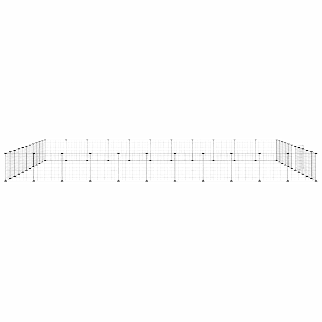 44-panels kæledyrsindhegning med låge 35x35 cm stål sort