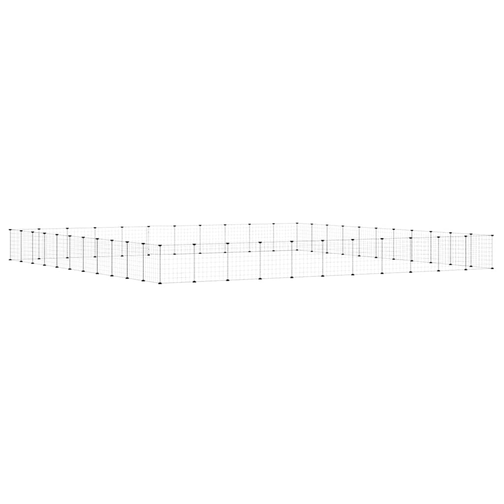44-panels kæledyrsindhegning med låge 35x35 cm stål sort