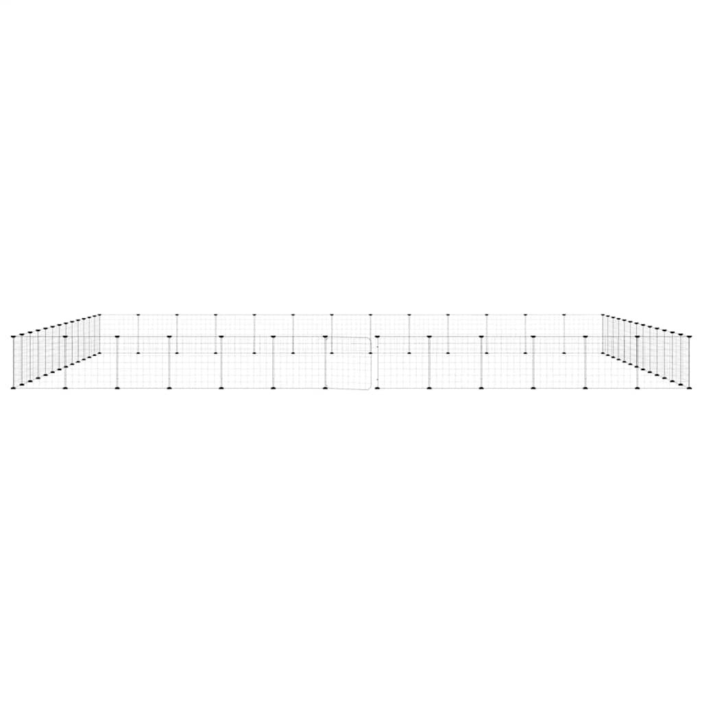 52-panels kæledyrsindhegning med låge 35x35 cm stål sort