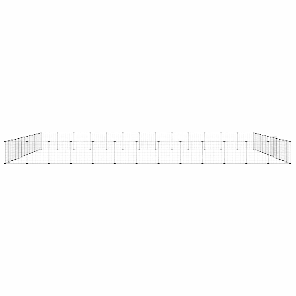 52-panels kæledyrsindhegning med låge 35x35 cm stål sort