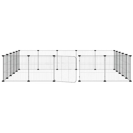 20-panels kæledyrsindhegning med låge 35x35 cm stål sort