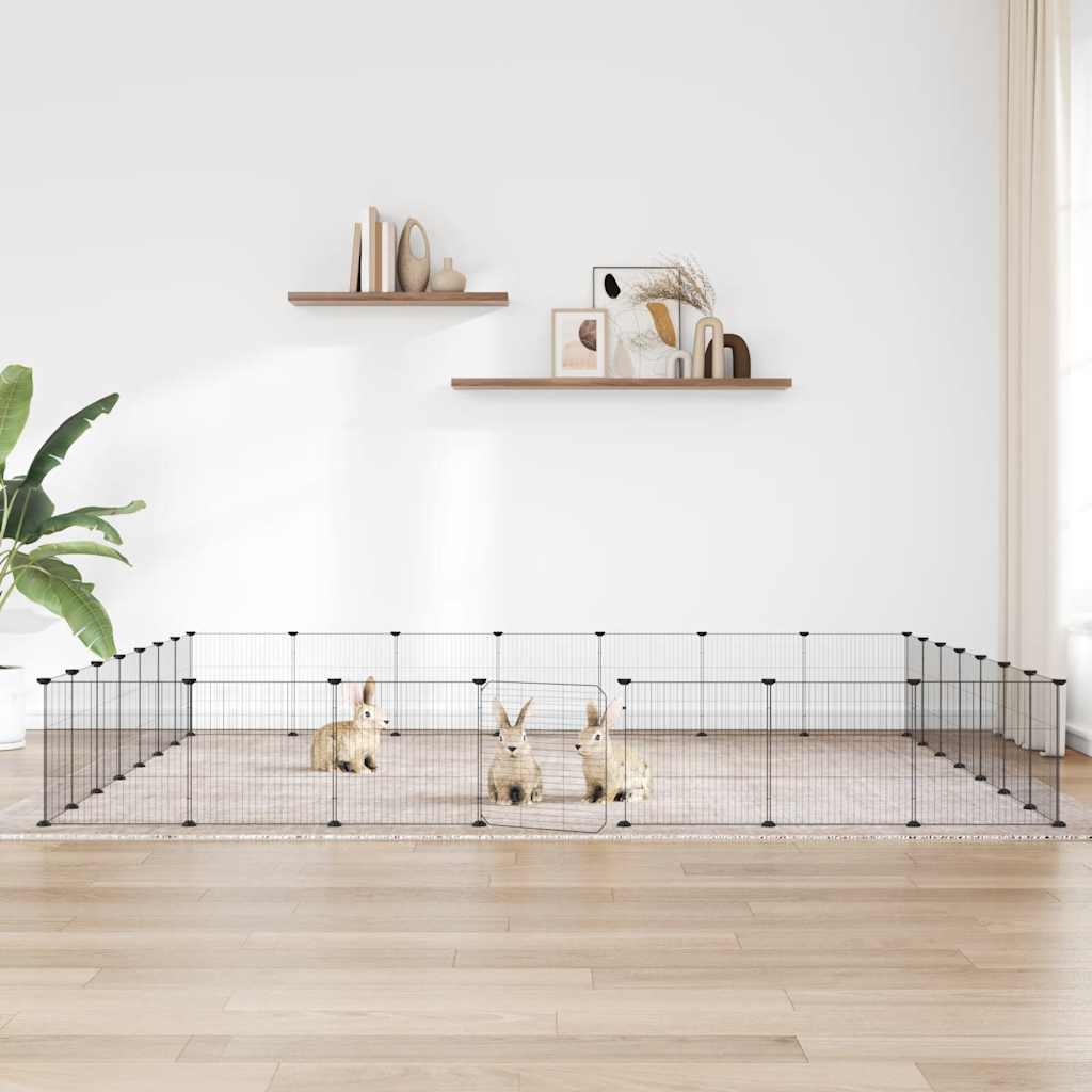 28-panels kæledyrsindhegning med låge 35x35 cm stål sort billede