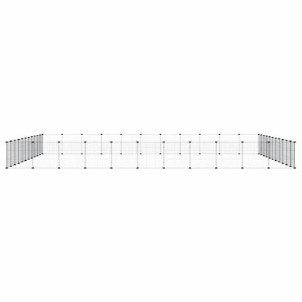 44-panels kæledyrsindhegning med låge 35x35 cm stål sort