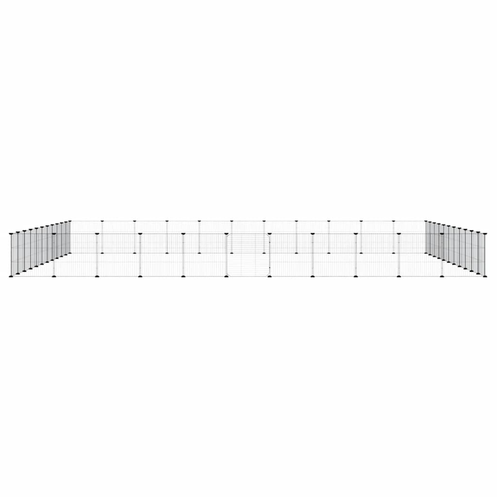 44-panels kæledyrsindhegning med låge 35x35 cm stål sort