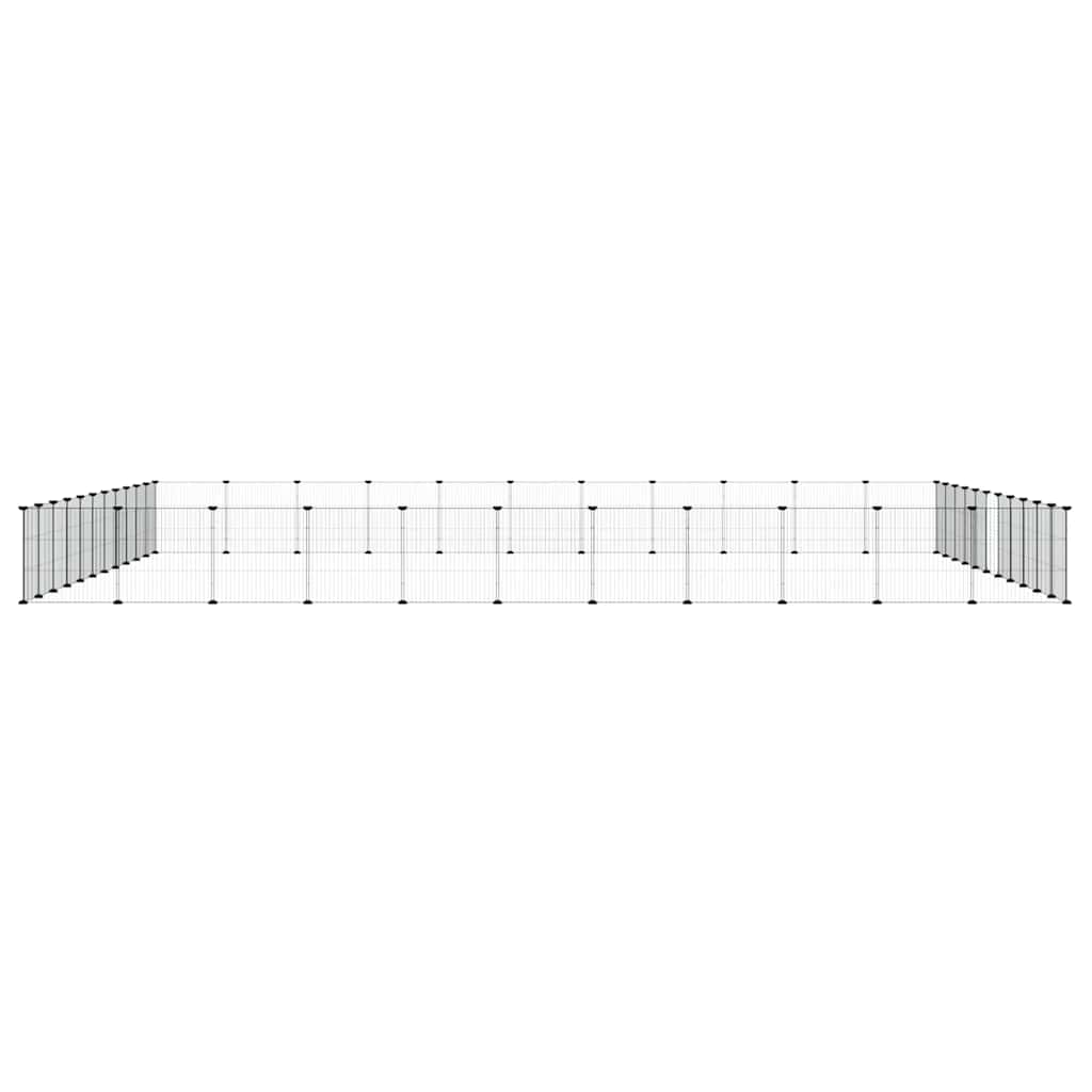 44-panels kæledyrsindhegning med låge 35x35 cm stål sort