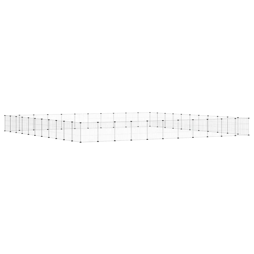 44-panels kæledyrsindhegning med låge 35x35 cm stål sort
